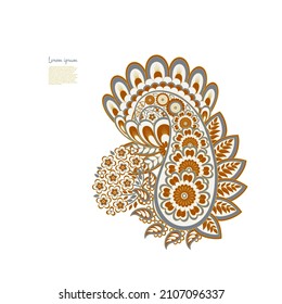 Paisley vector pattern. Isolated Fantastic flower, leaves