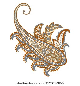 Paisley vector pattern. Isolated Fantastic flower, leaves