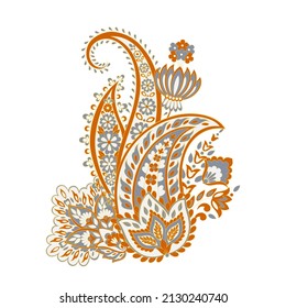 Paisley vector pattern. Isolated Fantastic flower, leaves