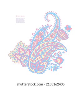 Paisley vector pattern. Isolated Fantastic flower, leaves
