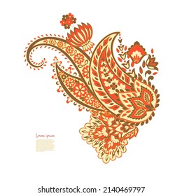 Paisley vector pattern. Isolated Fantastic flower, leaves