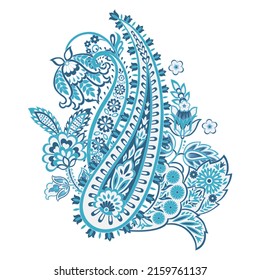 Paisley vector pattern. Isolated Fantastic flower, leaves