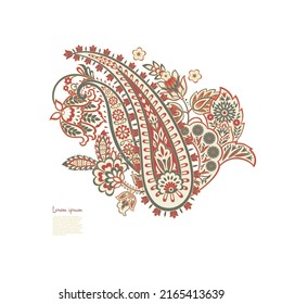 Paisley vector pattern. Isolated Fantastic flower, leaves
