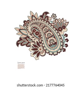 Paisley vector pattern. Isolated Fantastic flower, leaves