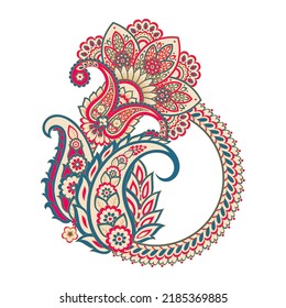 Paisley vector pattern. Isolated Fantastic flower, leaves