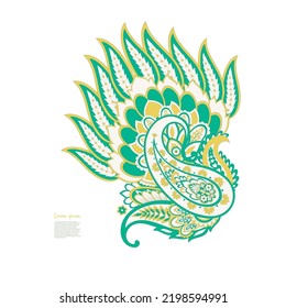 Paisley vector pattern. Isolated Fantastic flower, leave