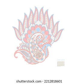 Paisley vector pattern. Isolated Fantastic flower, leave