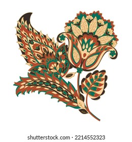 Patrón vector Paisley. Flor de plástico aislada, hojas