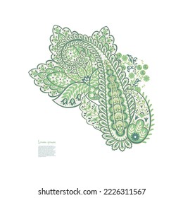 Paisley vector pattern. Isolated Fantastic flower, leaves