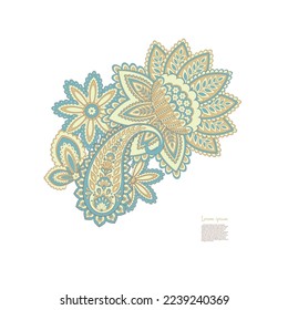 Paisley vector pattern. Isolated Fantastic flower, leaves