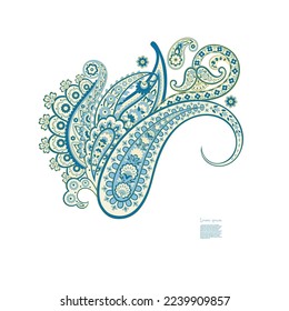 Paisley vector pattern. Isolated Fantastic flower, leaves