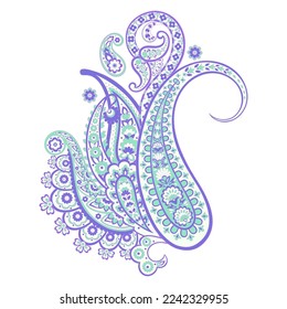 Paisley vector pattern. Isolated Fantastic flower, leaves