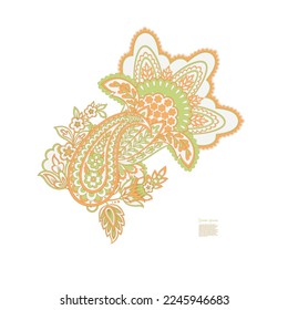 Paisley vector pattern. Isolated Fantastic flower, leaves
