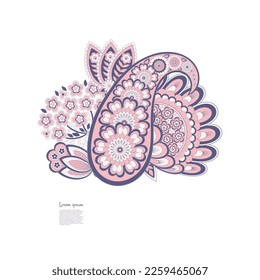 Paisley vector pattern. Isolated Fantastic flower, leaves