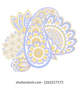 Paisley vector pattern. Isolated Fantastic flower, leaves