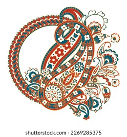 Paisley vector pattern. Isolated Fantastic flower, leaves