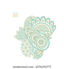 Paisley vector pattern. Isolated Fantastic flower, leaves