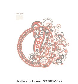 Paisley vector pattern. Isolated Fantastic flower, leaves