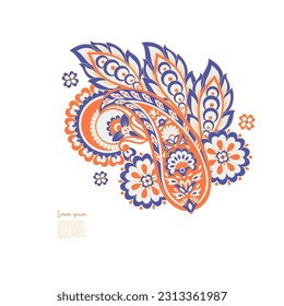 Paisley vector pattern. Isolated Fantastic flower, leaves