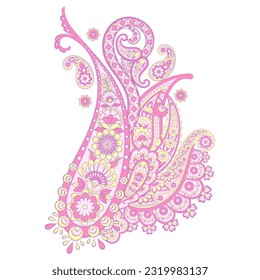 Paisley vector pattern. Isolated Fantastic flower, leaves