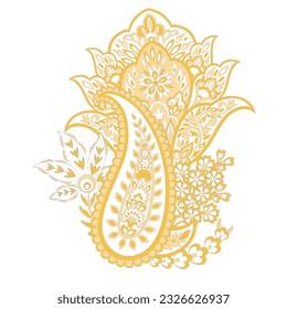 Paisley vector pattern. Isolated Fantastic flower, leaves
