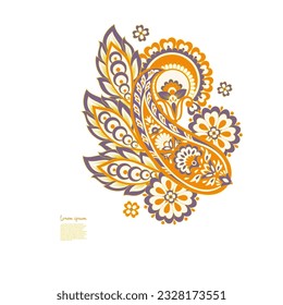 Patrón vector Paisley. Flor de plástico aislada, hojas