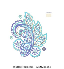 Paisley vector pattern. Isolated Fantastic flower, leaves