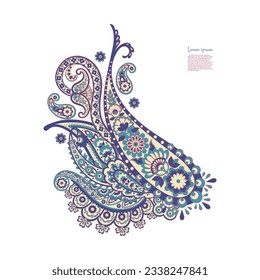 Paisley vector pattern. Isolated Fantastic flower, leaves