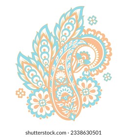Patrón vector Paisley. Flor de plástico aislada, hojas