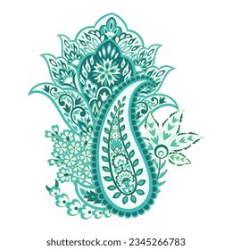 Patrón vector Paisley. Flor de plástico aislada, hojas