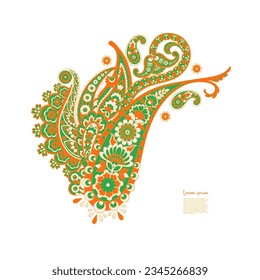 Paisley vector pattern. Isolated Fantastic flower, leaves