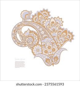 Paisley vector pattern. Isolated Fantastic flower, leaves