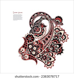 Patrón vector Paisley. Flor de plástico aislada, hojas