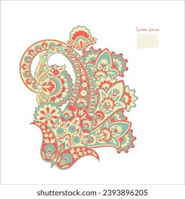 Patrón vector Paisley. Flor de plástico aislada, hojas