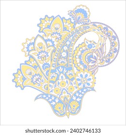 Paisley vector pattern. Isolated Fantastic flower, leaves