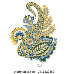 Paisley vector pattern. Isolated Fantastic flower, leaves