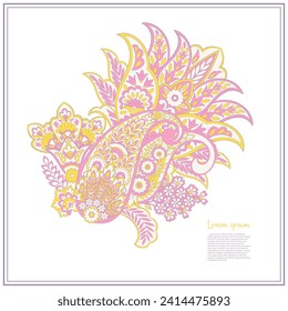 Patrón vector Paisley. Flor de plástico aislada, hojas