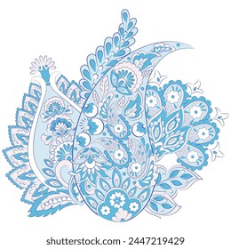 Paisley vector pattern. Isolated Fantastic flower, leaves