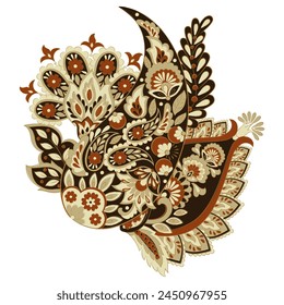 Patrón de Vector Paisley. Flor fantástica aislada, hojas