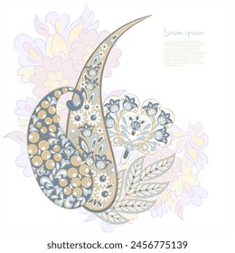 Paisley vector pattern. Isolated Fantastic flower, leaves