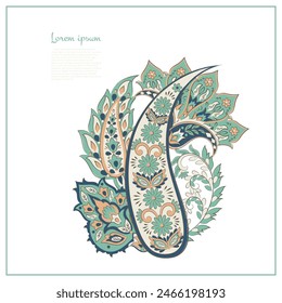 Patrón de Vector Paisley. Flor fantástica aislada, hojas