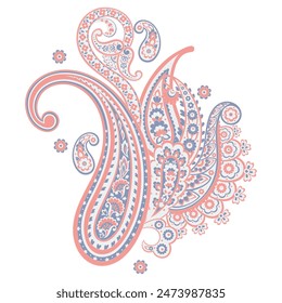 Patrón de Vector Paisley. Flor fantástica aislada, hojas