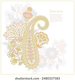 Paisley vector pattern. Isolated Fantastic flower, leaves
