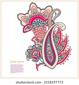 Paisley vector pattern. Isolated Fantastic flower, leaves
