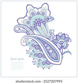 Paisley vector pattern. Isolated Fantastic flower, leaves