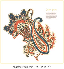 Padrão do vetor de Paisley. Flor Fantástica isolada, folhas