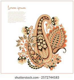 Paisley vector pattern. Isolated Fantastic flower, leaves