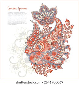 Paisley vector pattern. Isolated Fantastic flower, leaves