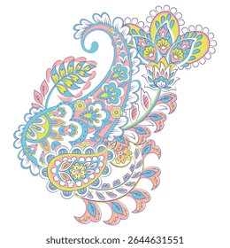 Padrão do vetor de Paisley. Flor Fantástica isolada, folhas