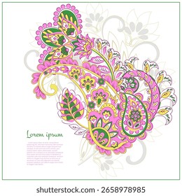 Padrão do vetor de Paisley. Flor Fantástica isolada, folhas